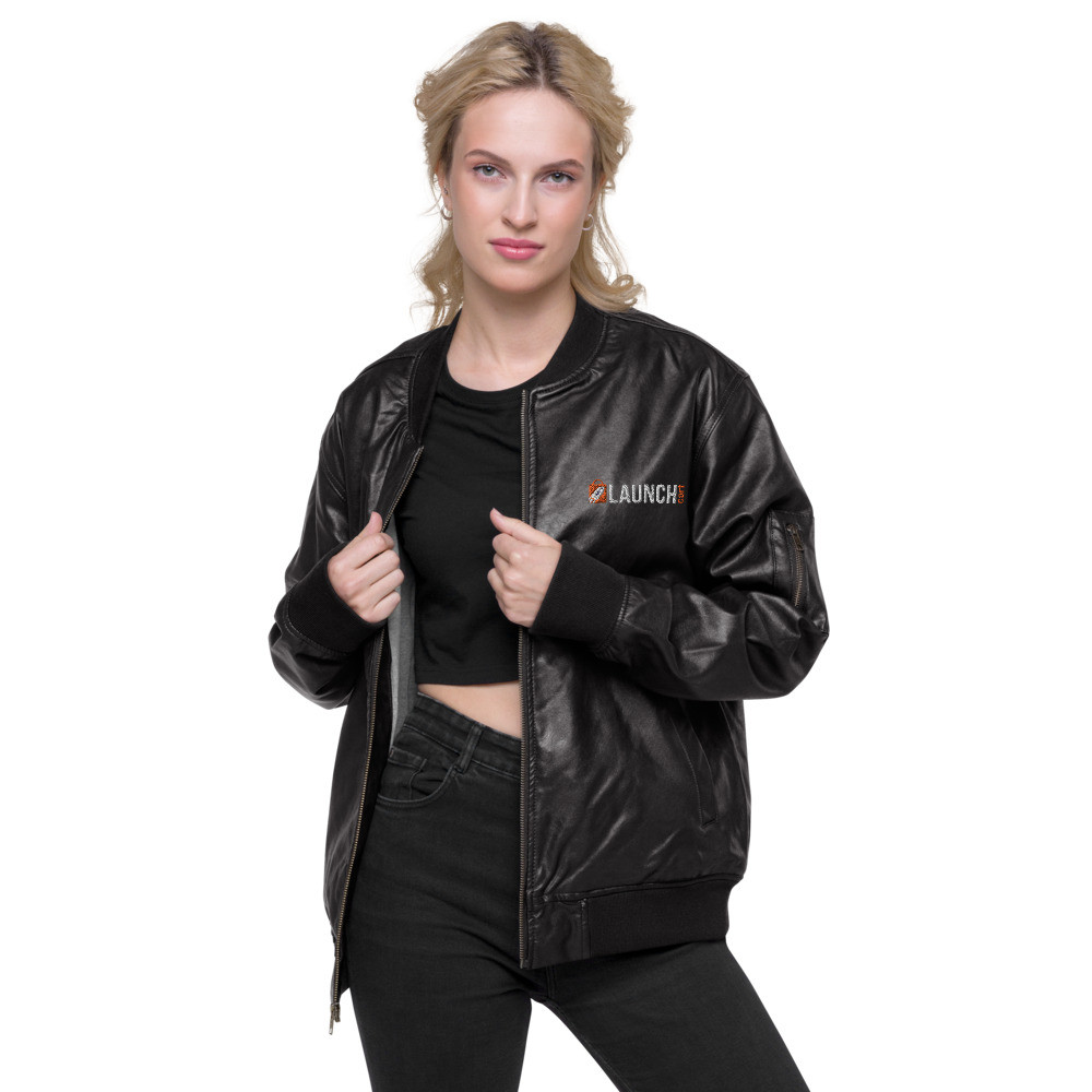 Launch Cart Logo'ed Leather Bomber Jacket