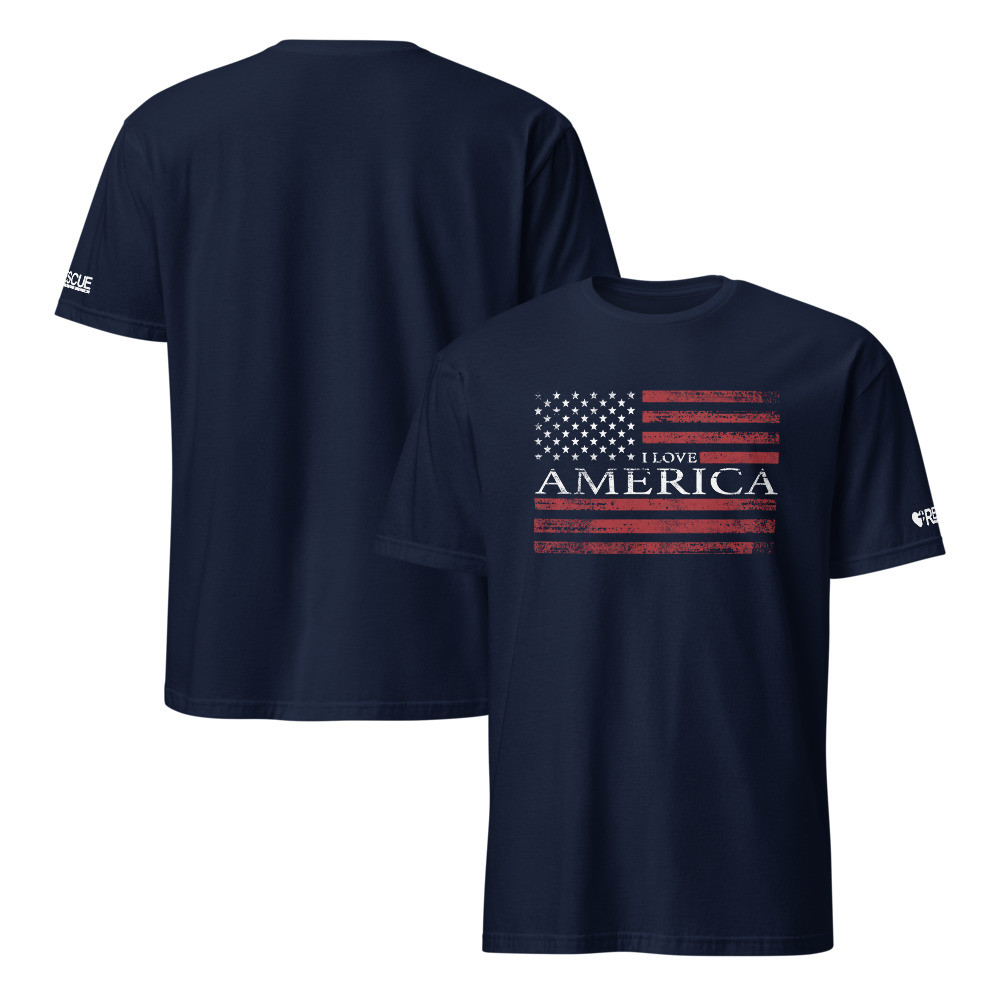 I LOVE AMERICA T-Shirt with Flag
