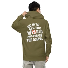 Premium mid-weight hoodie "GO INTO ALL THE WORLD"
