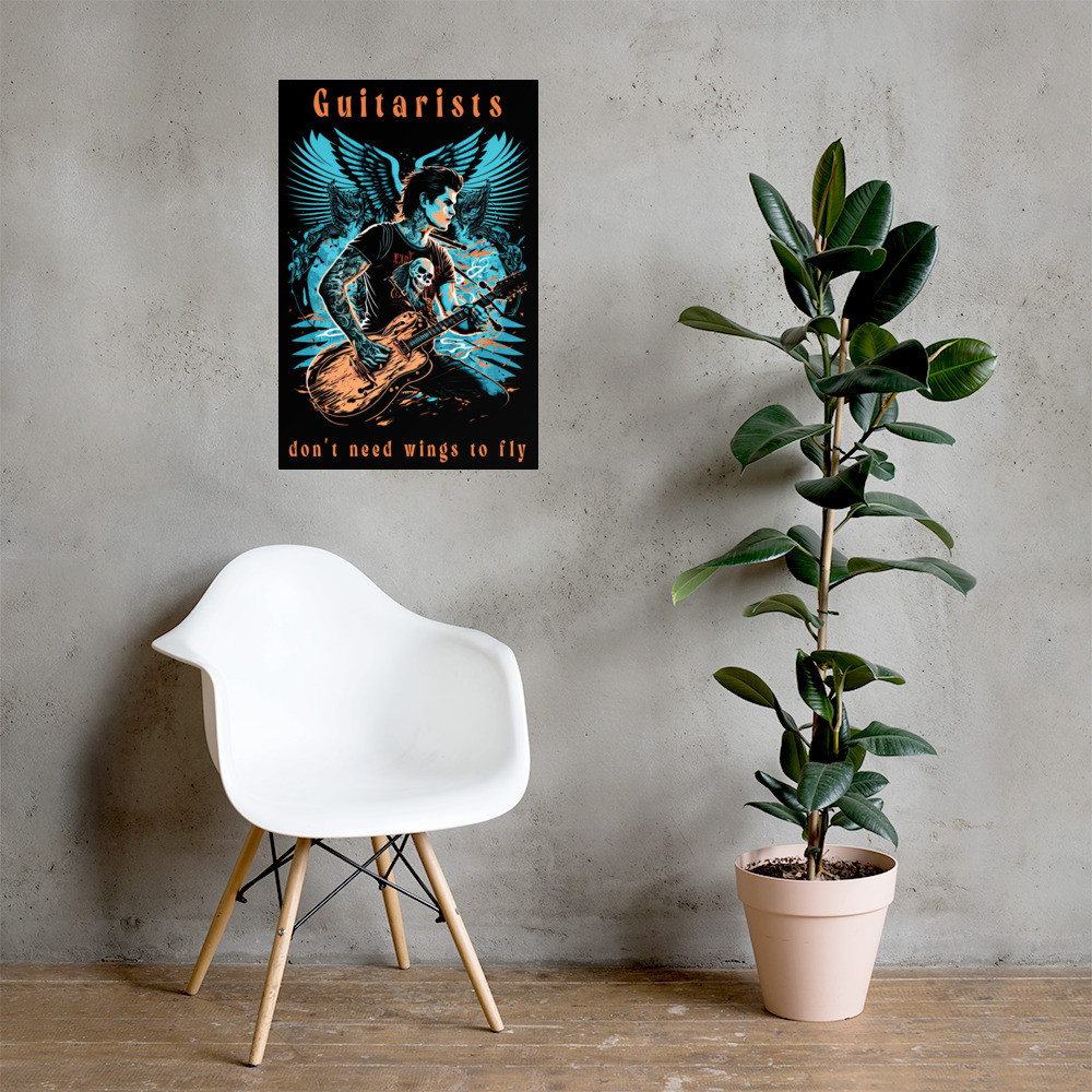 Guitar Rock Poster - young man playing a rock guitar, music guitar,