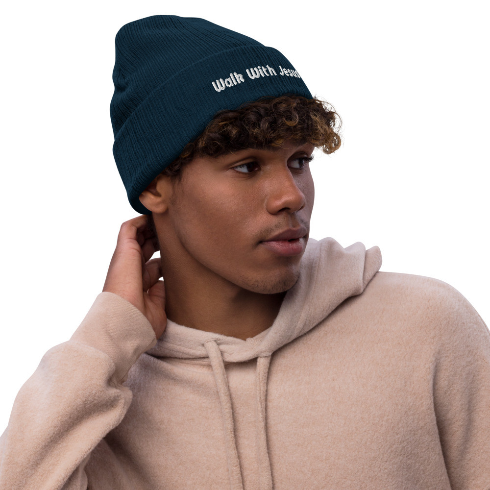 Walk With Jesus Ribbed knit Navy beanie