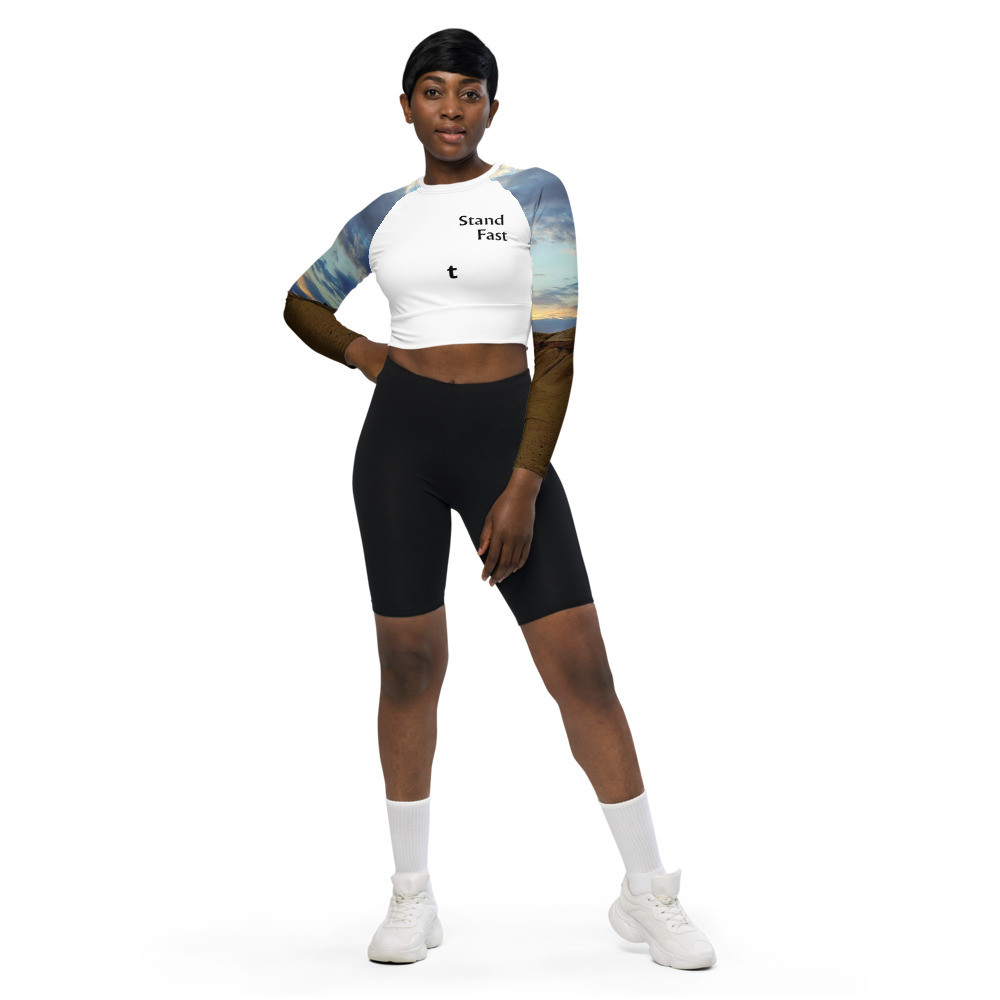 Recycled long-sleeve crop top