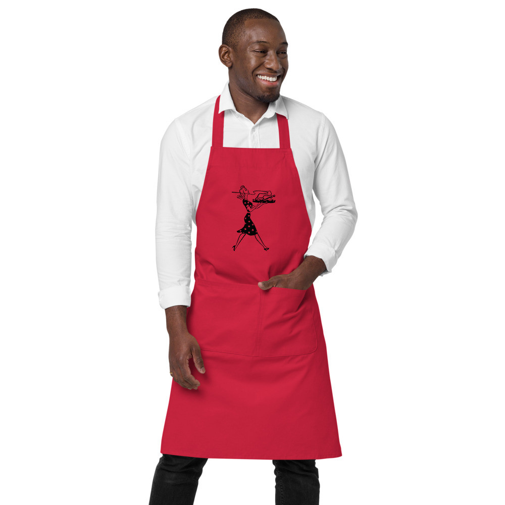 Organic cotton apron Always running.