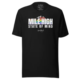 BM - MILE HIGH STATE OF MIND TEE — Black/White/Rainbow