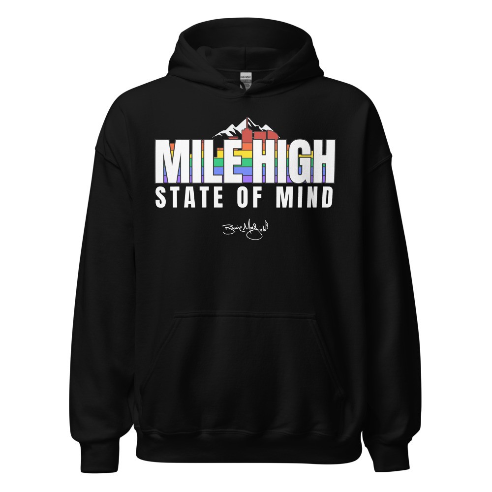 BM - MILE HIGH STATE OF MIND HOODIE - Black/White/Rainbow