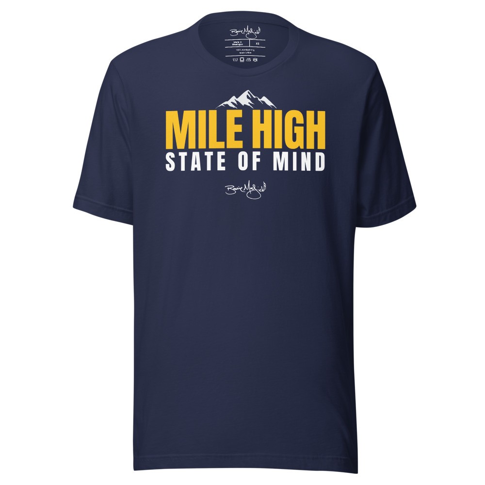 BM - MILE HIGH STATE OF MIND TEE — Navy/Yellow