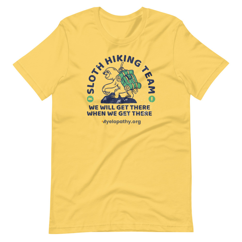 Sloth hiking team myelopathy.org Short-Sleeve Unisex T-Shirt