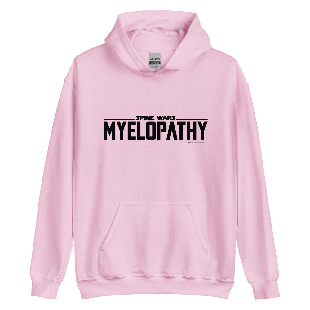 Spine Wars Myelopathy in black text Unisex Hoodie