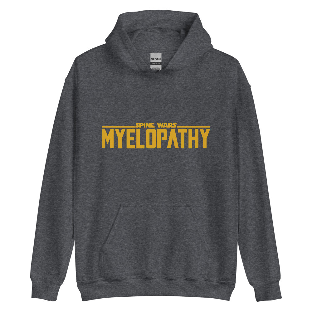 Spine Wars Myelopathy in gold text Unisex Hoodie