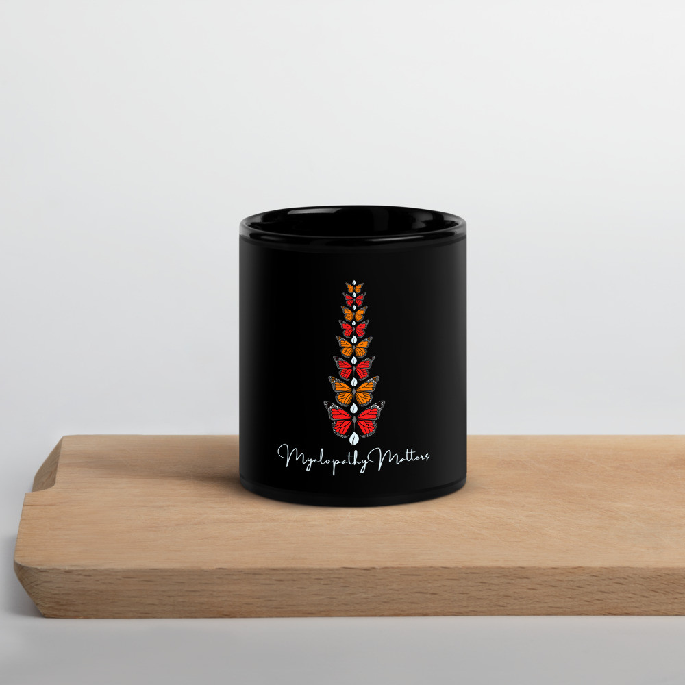 Butterflies Spine Myelopathy Matters Black Glossy Mug