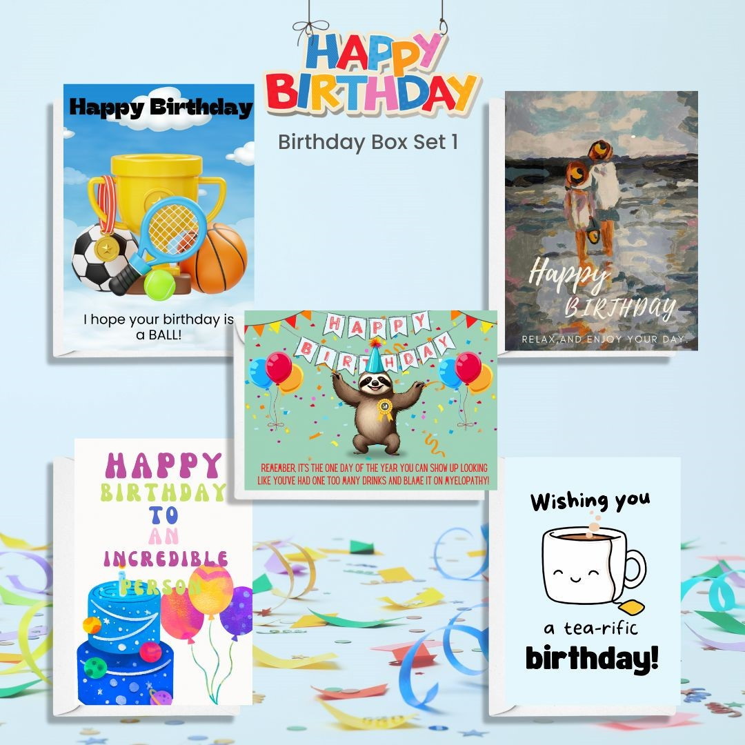 Birthday Card 10 Pack With 5 Different Designs - Set 1