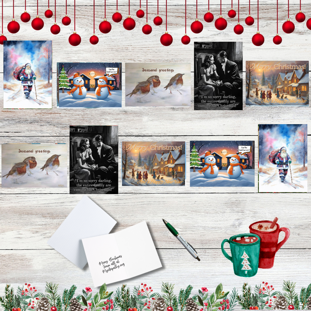 Christmas Card Pack Of 10 With 5 Different Designs - Set 1