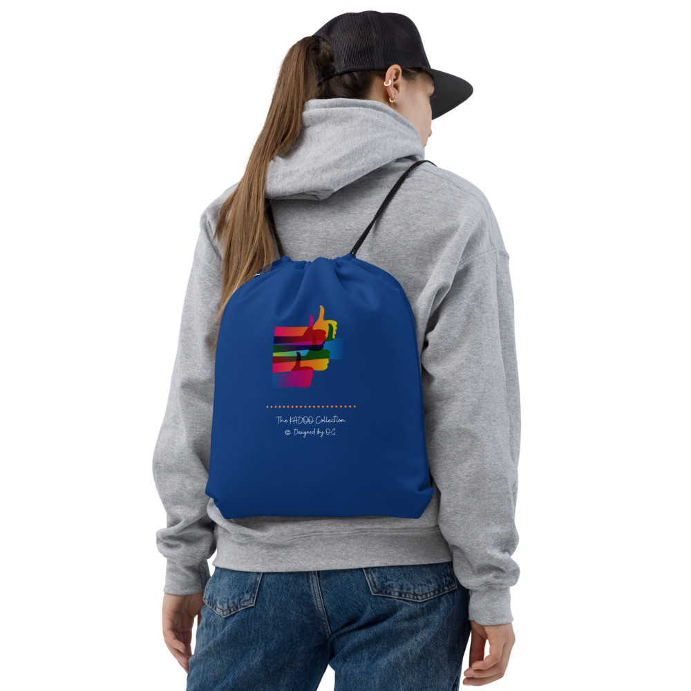 Thumbs Up! - Large DrawString Multi-Purpose Casual Bag {Blue}