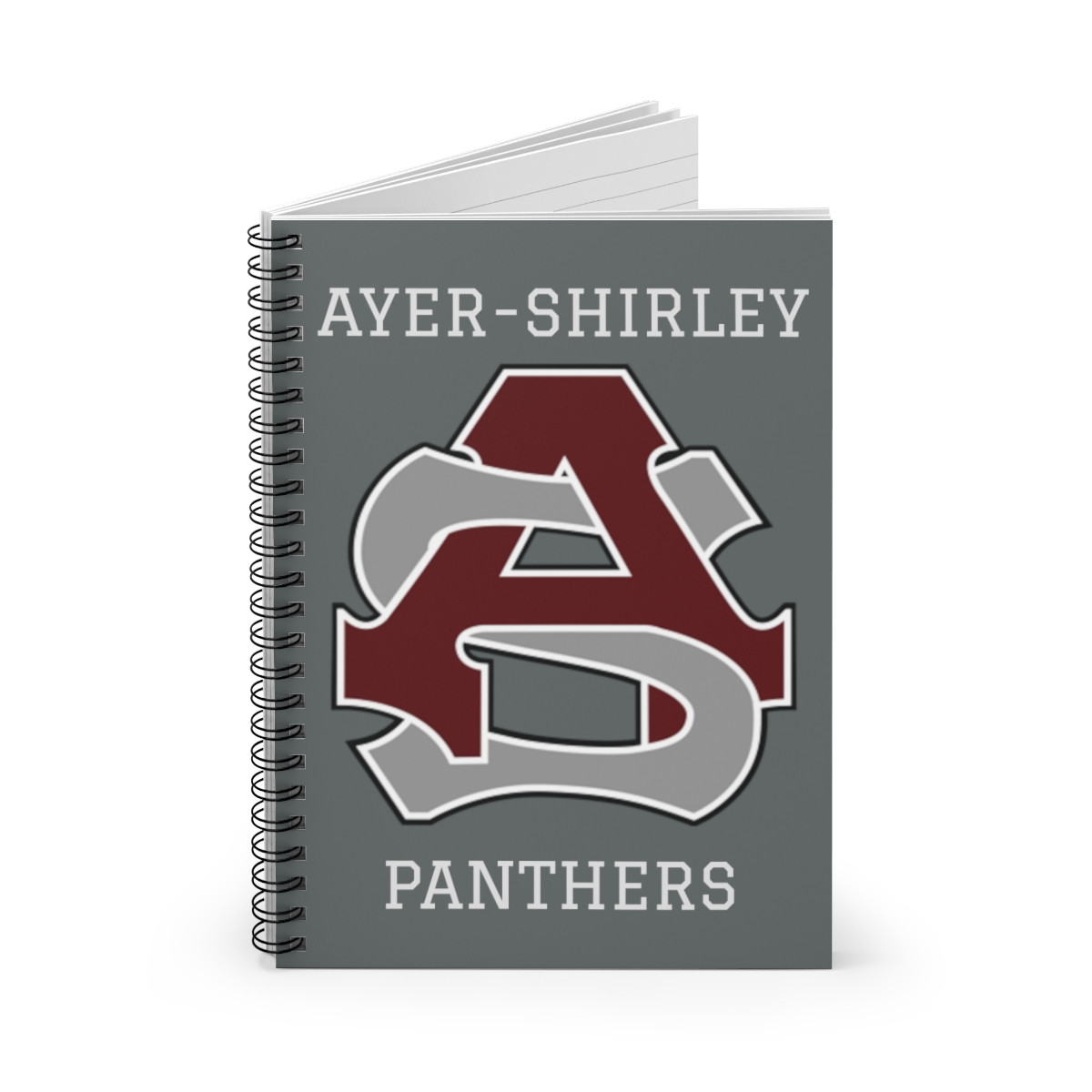 Ayer-Shirley logo spiral lined notebook Grey