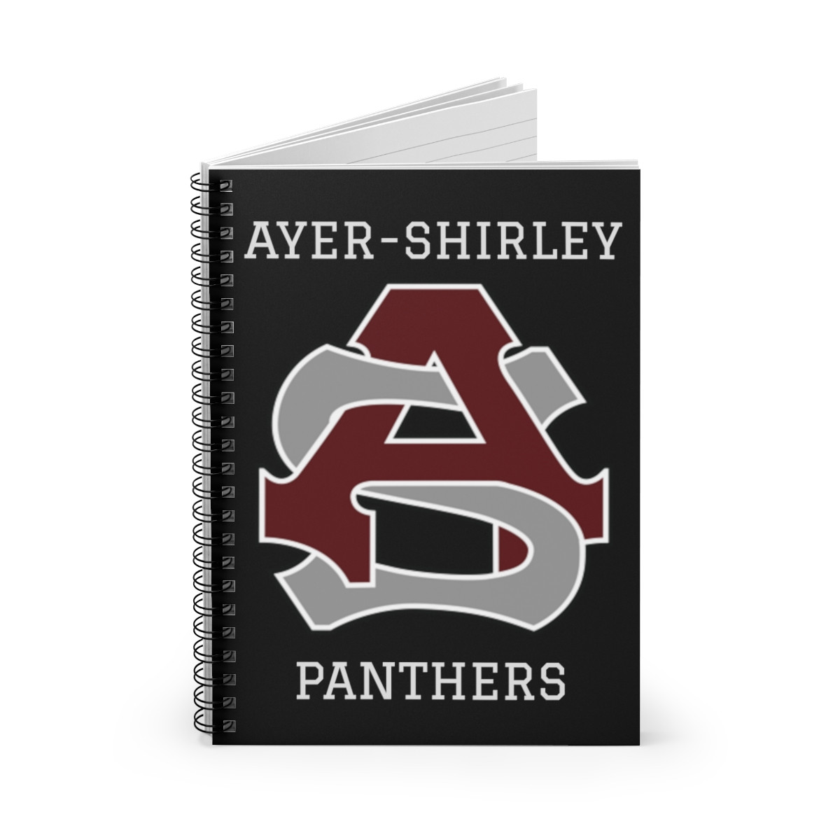 Ayer-Shirley logo spiral lined notebook Black