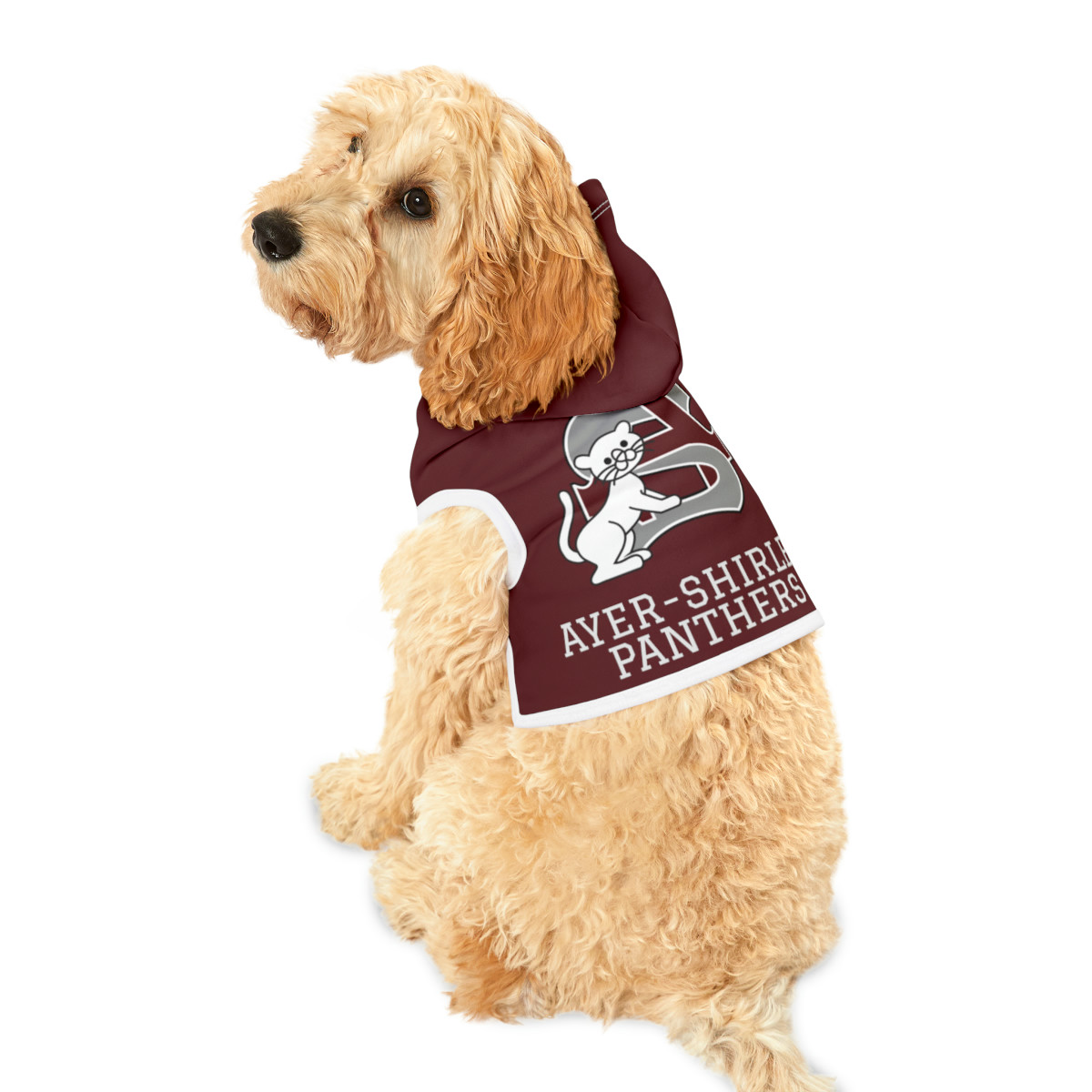 Ayer-Shirley logo Pet Hoodie Maroon