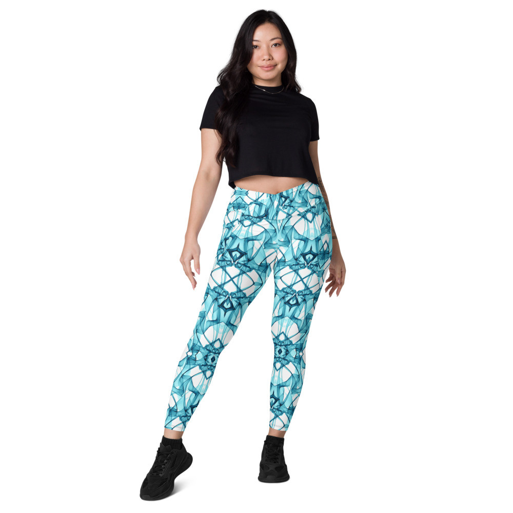 Smoked Out Blue - Crossover leggings with pockets