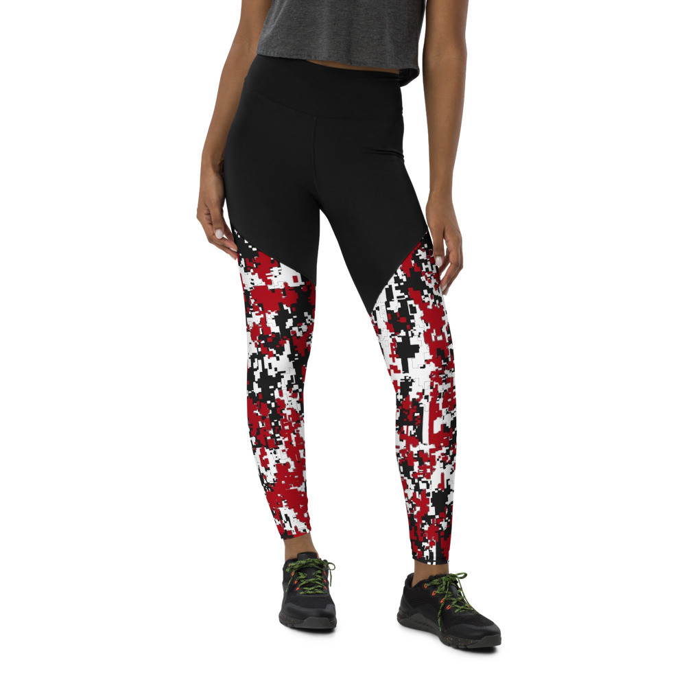 Red Dusk Digi-Snow - Sports Leggings