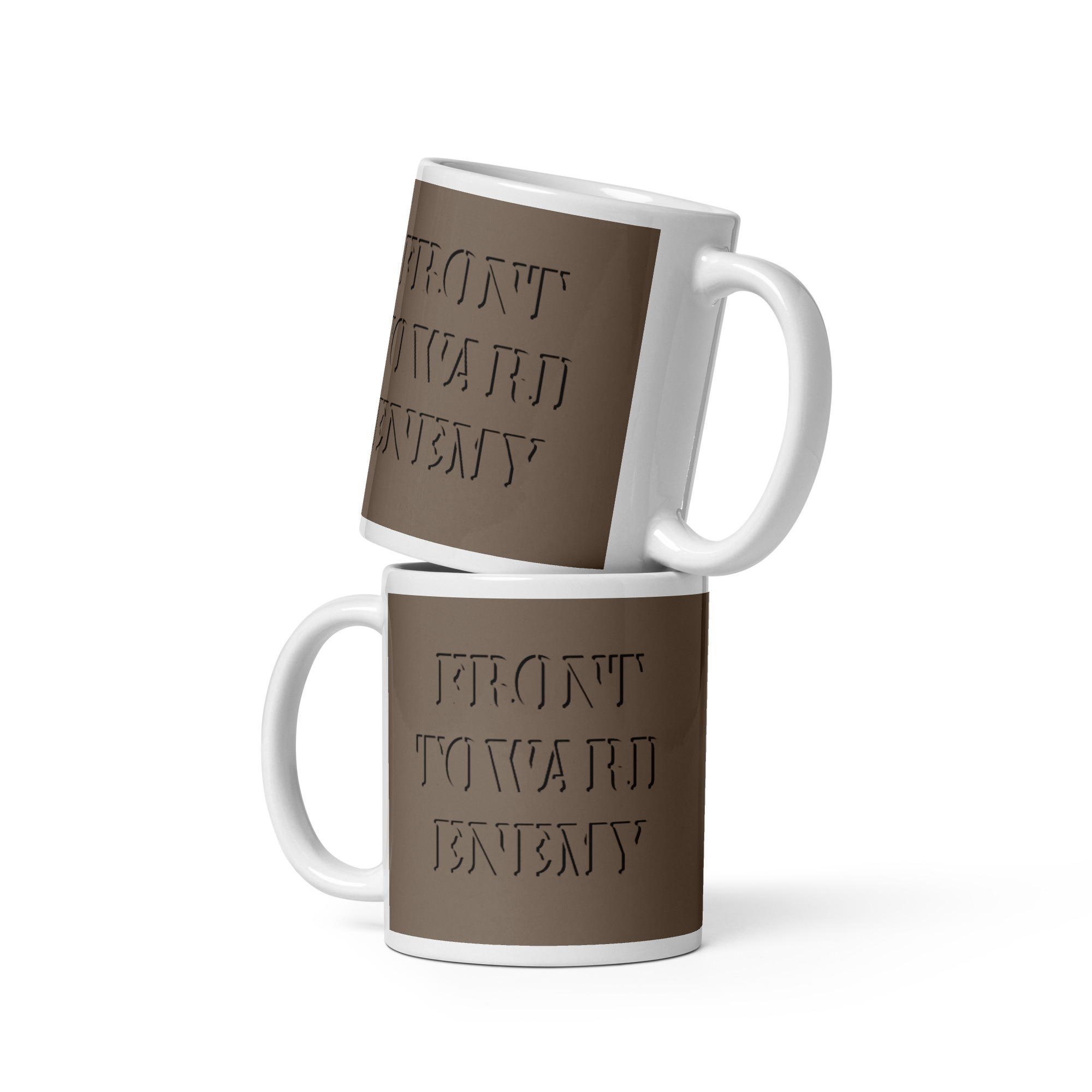 Front Towards Enemy - White glossy mug