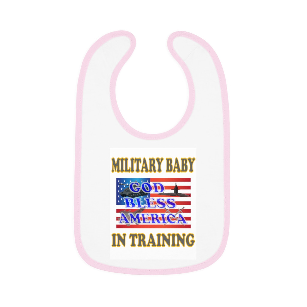Military Baby Contrast Trim Jersey Bib for Boys and/or Girls