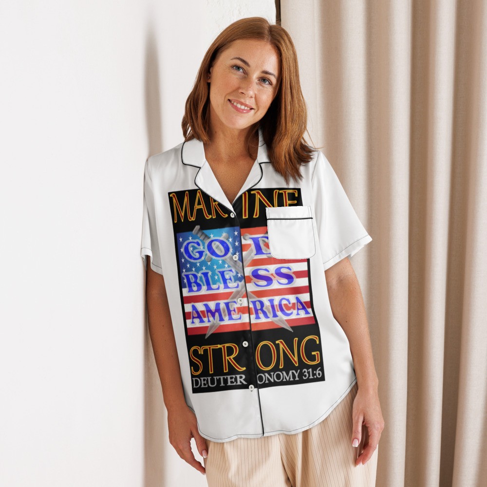 Marine Strong - All-over print women’s short sleeve pajama top