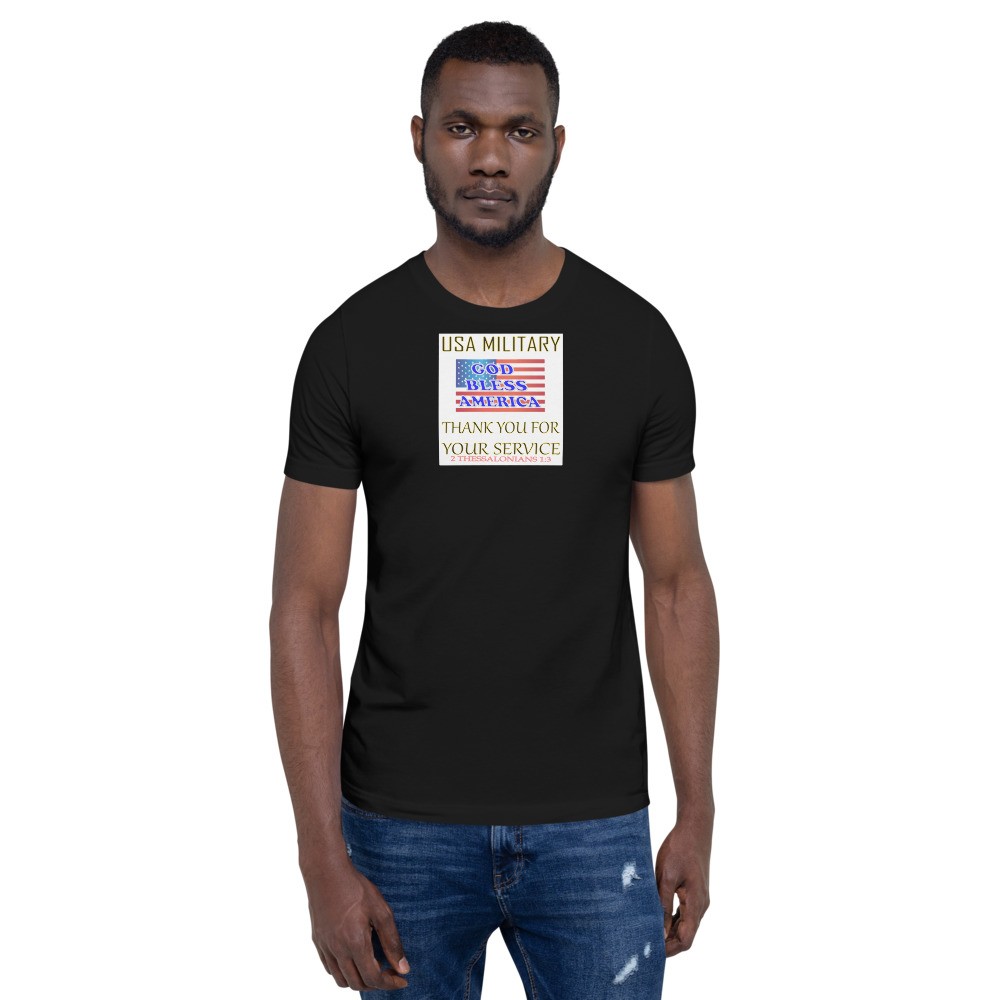 USA Military - Thank You for Your Service - White Background - Unisex T-shirt