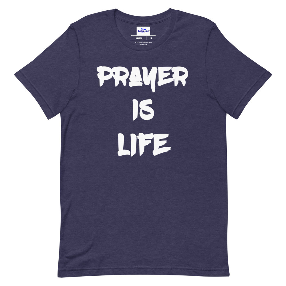 Prayer Is Life Heather Midnight Navy Short Sleeve Tee