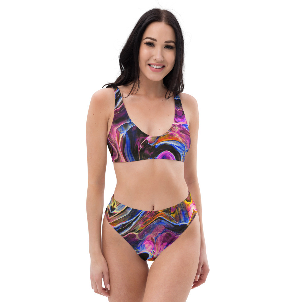 ABSTRACT WATERCOLORS - HIGH WAISTED BIKINI