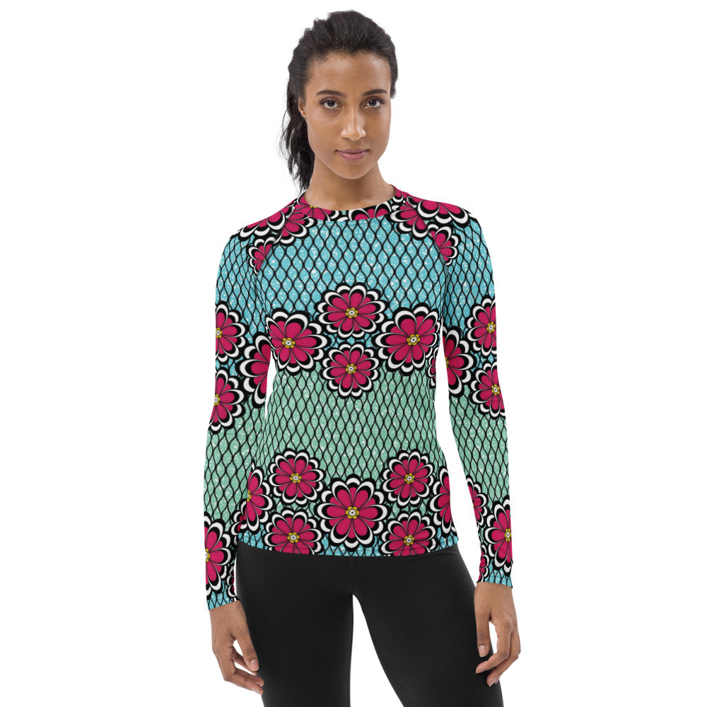 Women's Pink Flowers Rash Guard