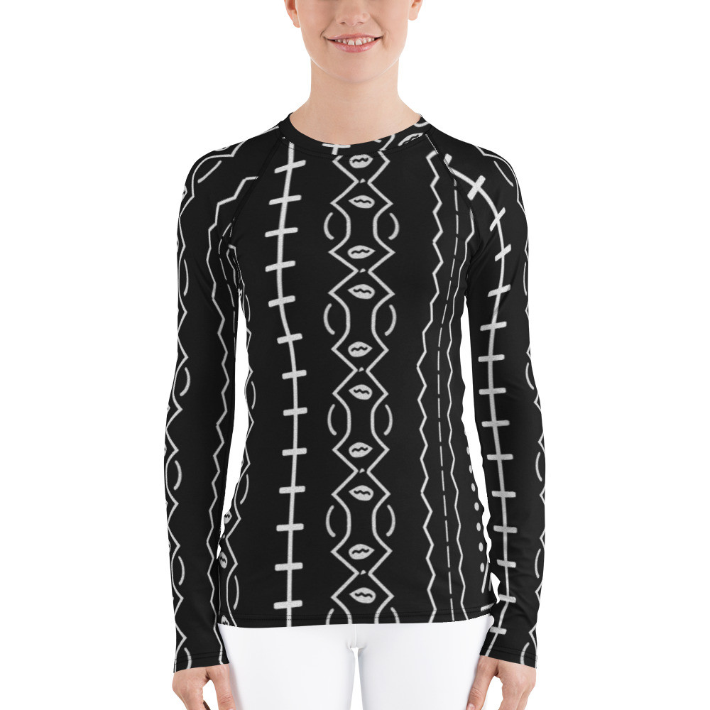 Women's Black Mud Cloth Inspired IV Rash Guard