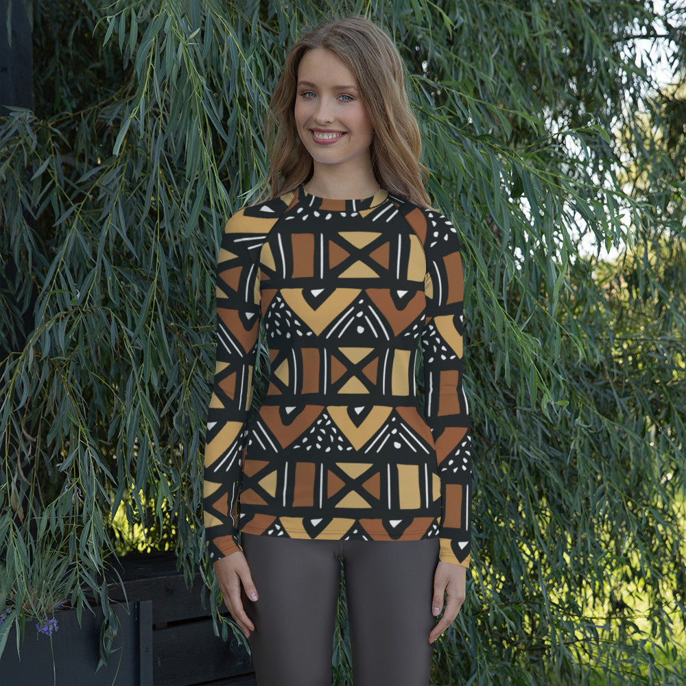 Women's Mud Cloth Inspired Rash Guard