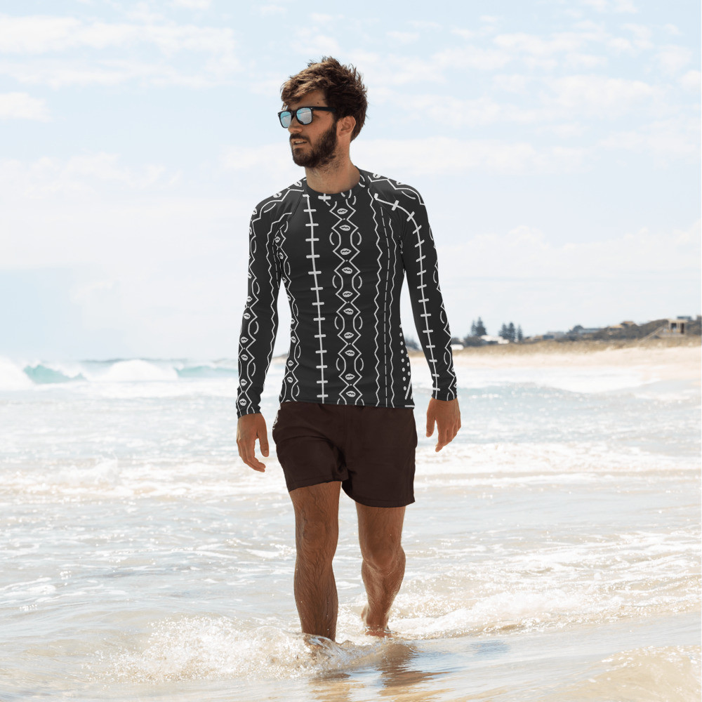 Men's Black Mud Cloth Inspired Rash Guard IV