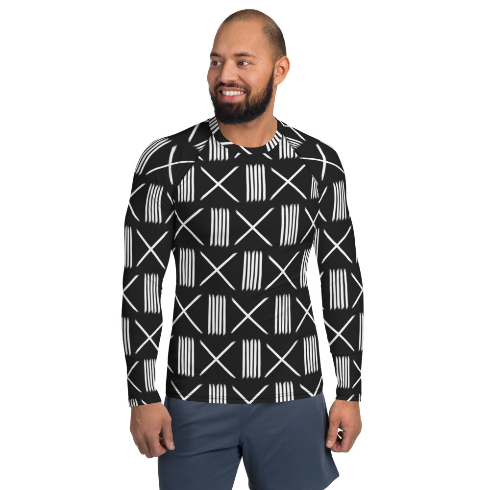 Men's Black Mud Cloth Inspired Rash Guard III