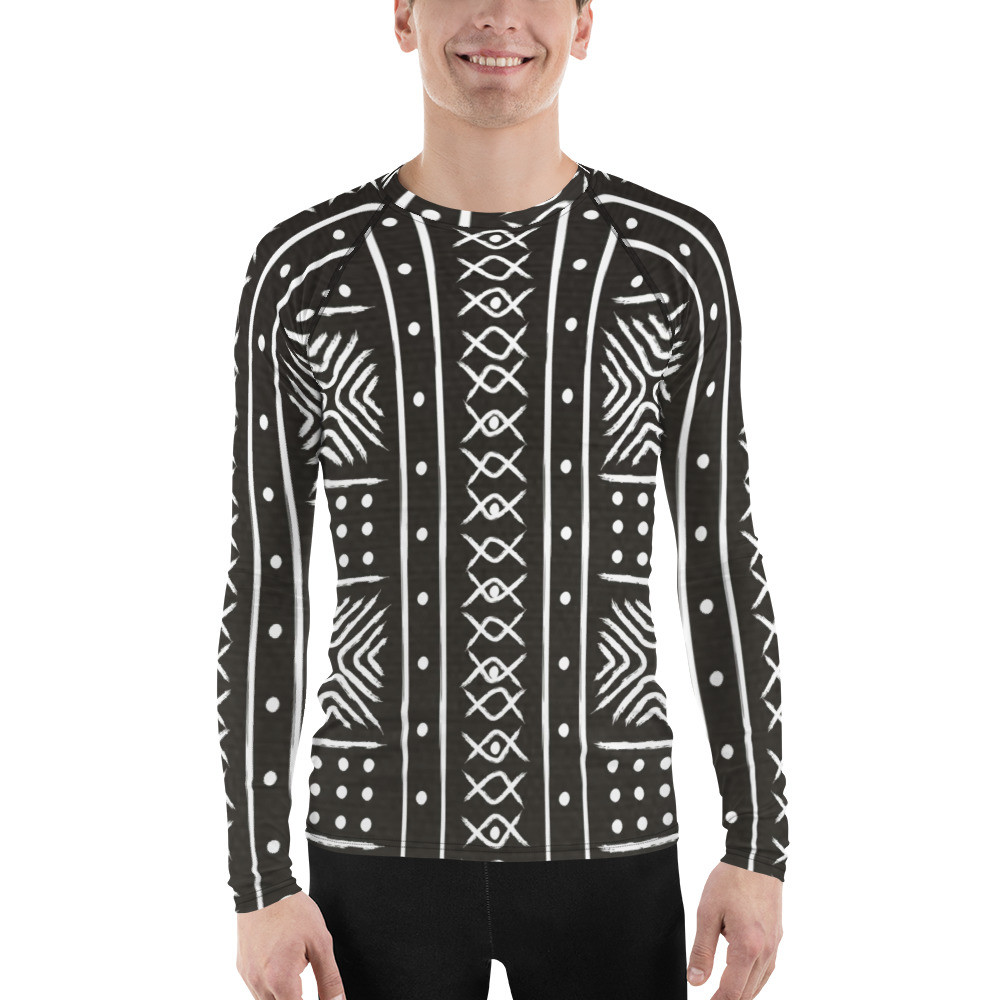 Men's Black Mud Cloth Inspired Rash Guard II