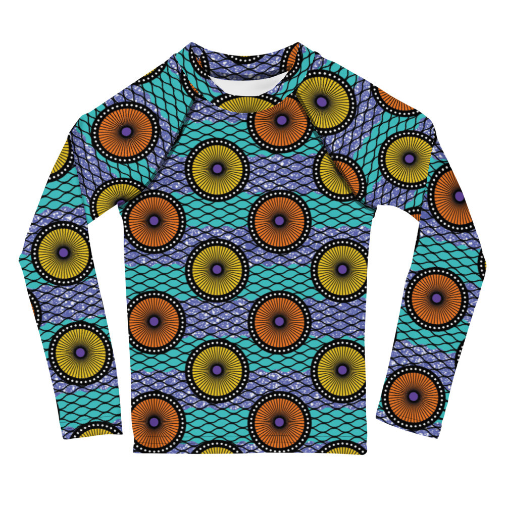 Kids Ankara Circles II Rash Guard