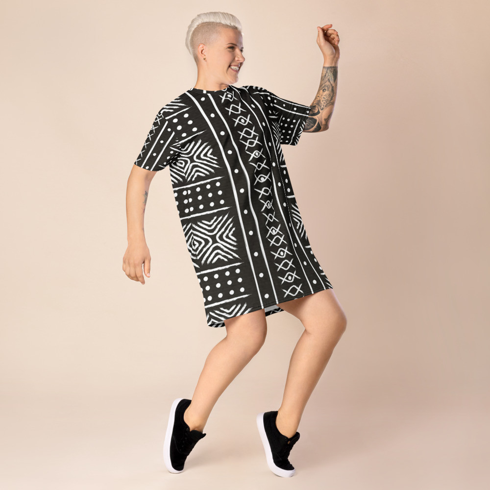 Black Mud Cloth Inspired II T-shirt dress