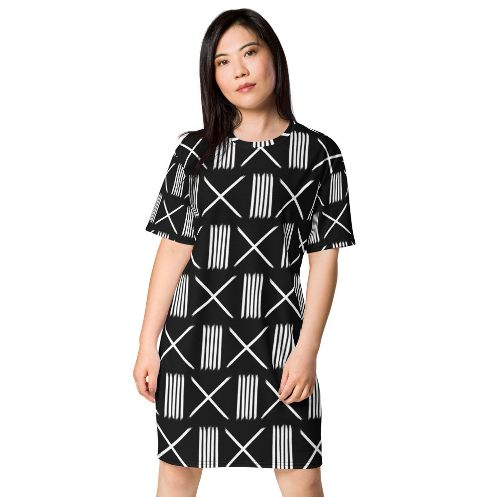 Black Mud Cloth Inspired III T-shirt dress