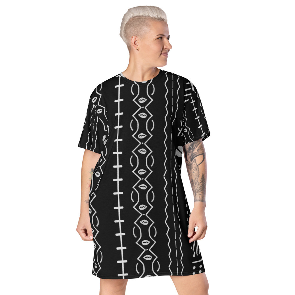 Black Mud Cloth Inspired IV T-shirt dress