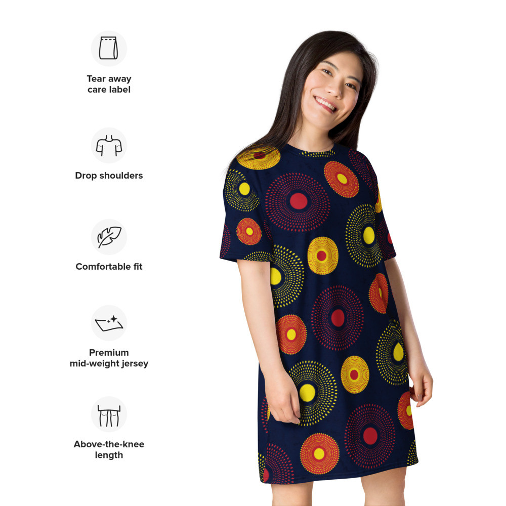 Ankara Circles T-shirt dress