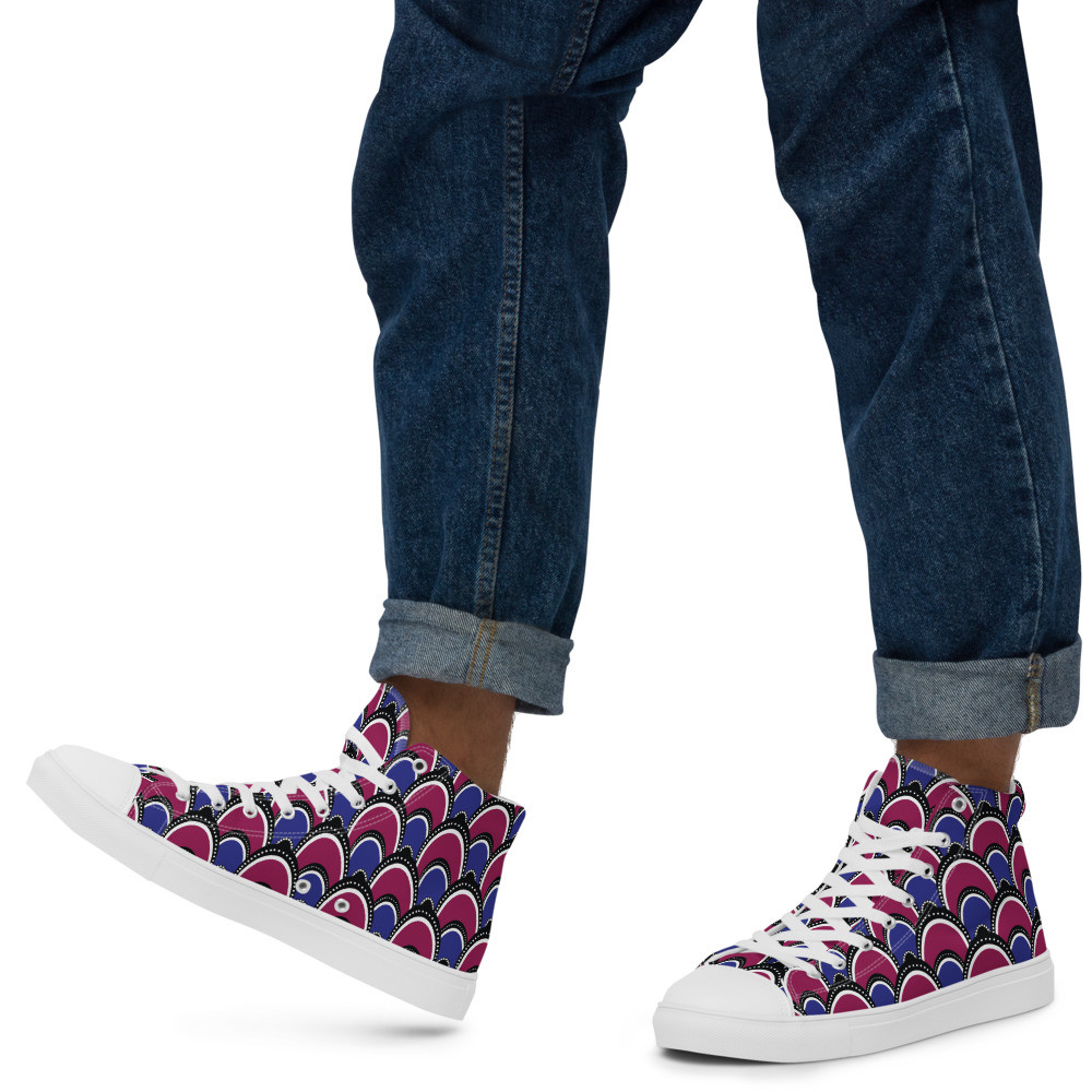 Men’s Peacock Inspired high top canvas shoes