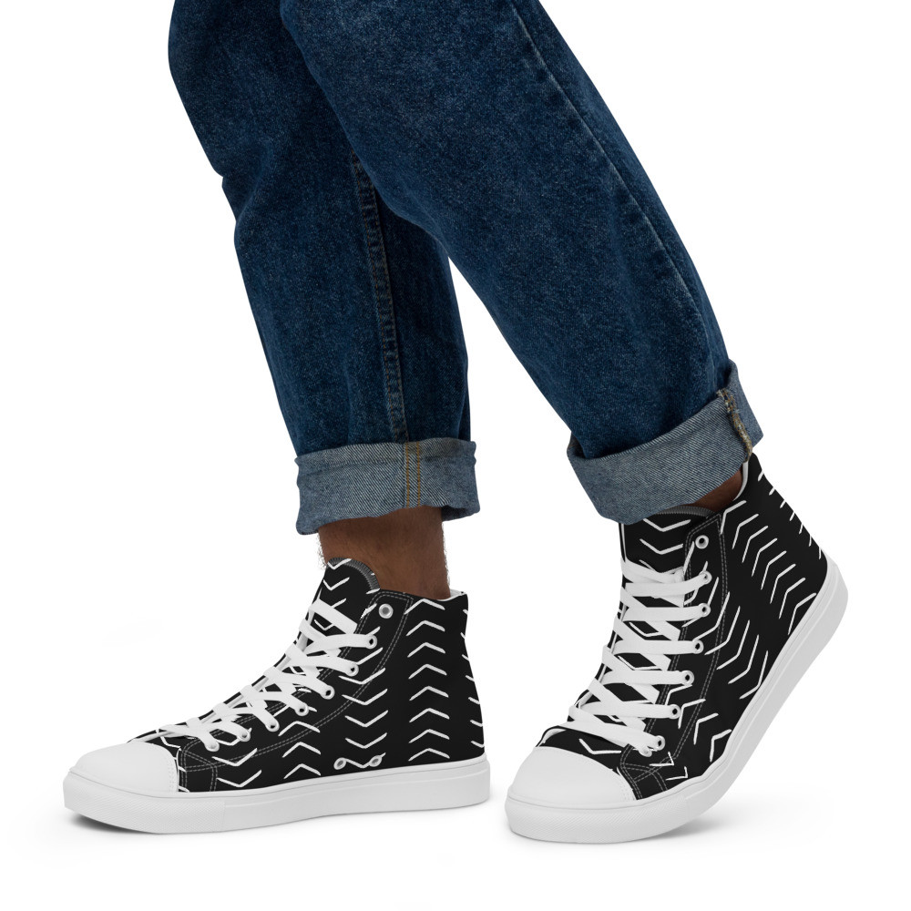 Men’s Black Mud Cloth high top canvas shoes