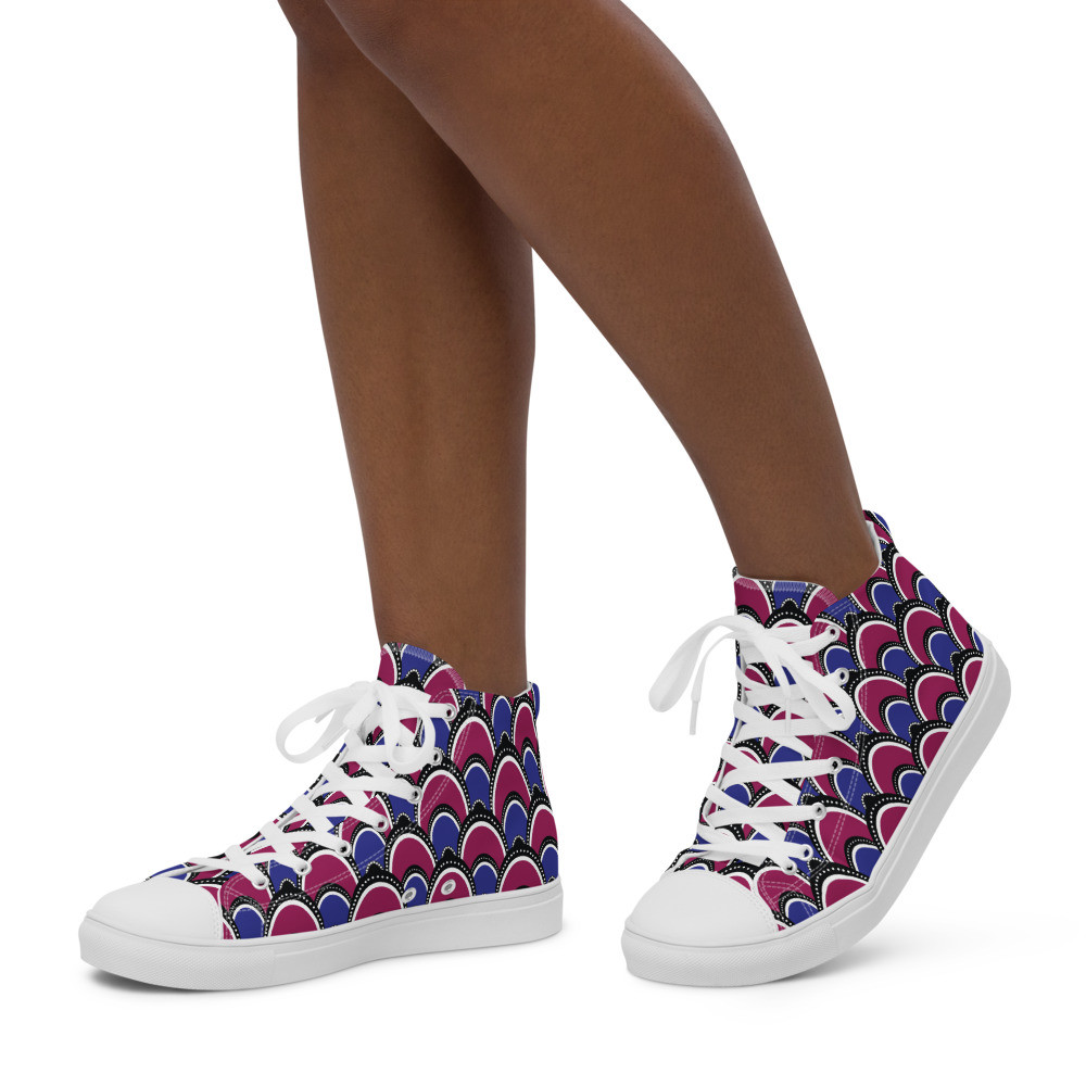 Women’s Peacock Inspired high top canvas shoes