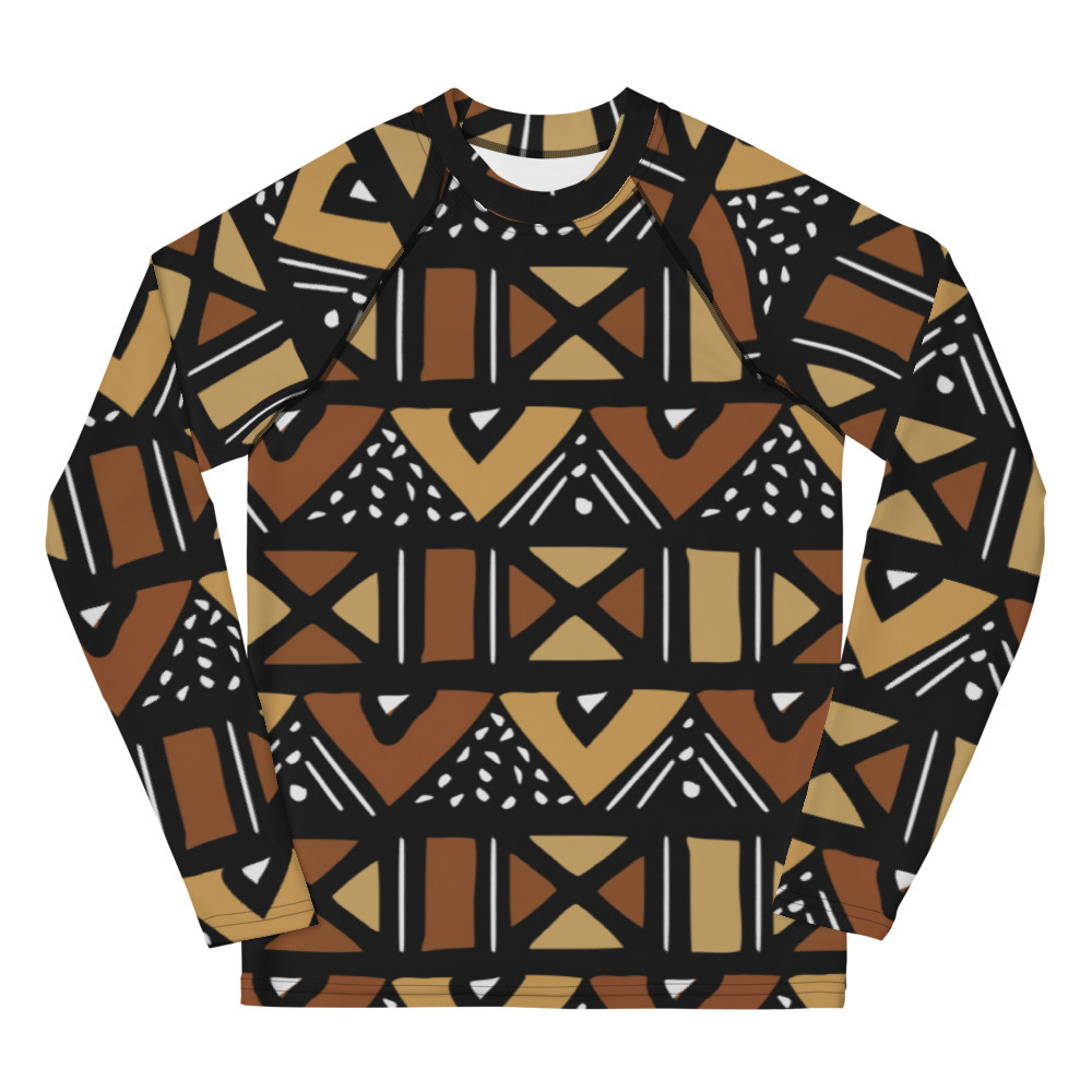 Youth Mud Cloth Inspired  Rash Guard