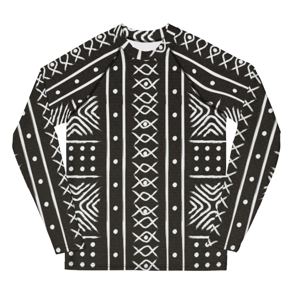 Youth Black Mud Cloth Inspired II  Rash Guard