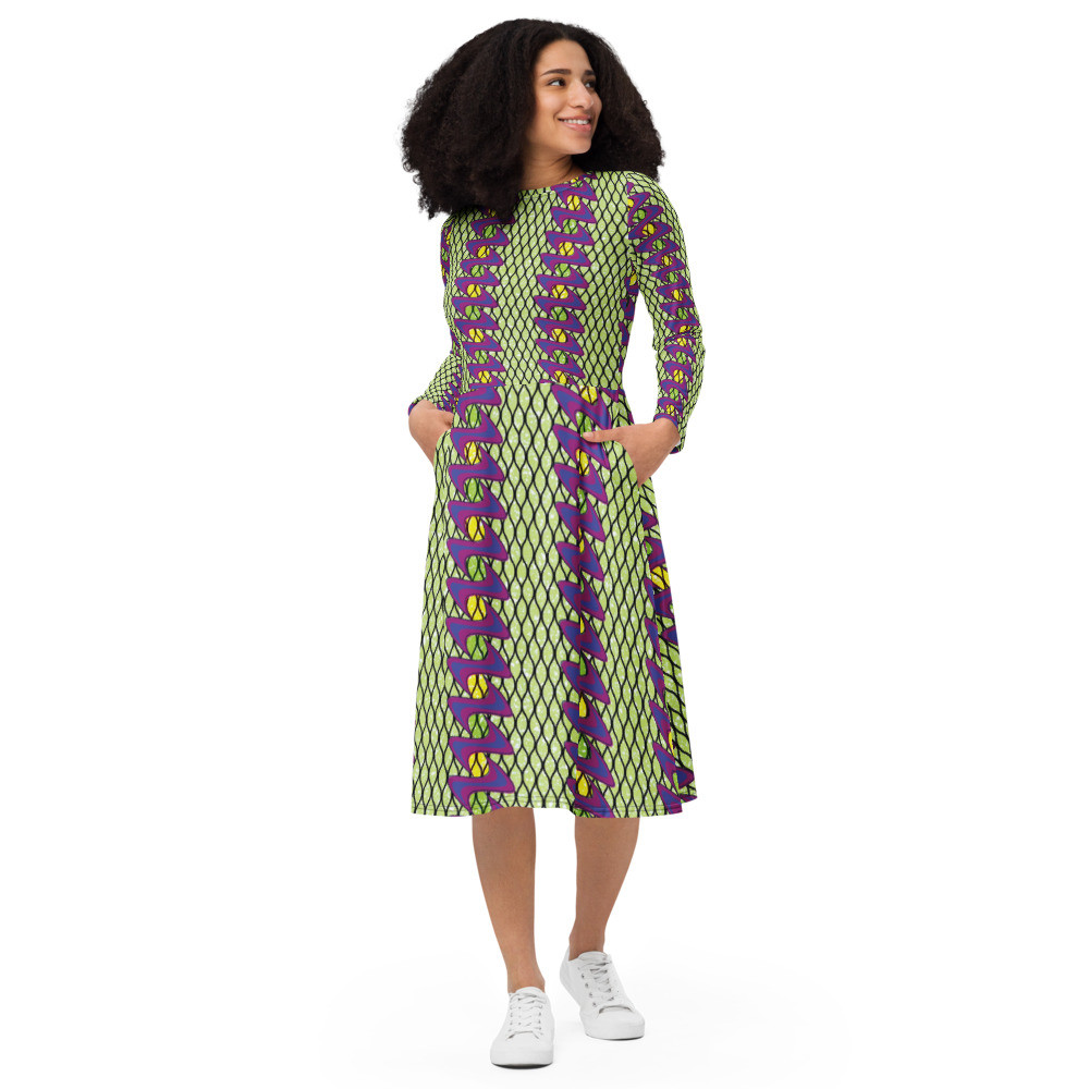 Fishnet Ladders Inspired long sleeve midi dress