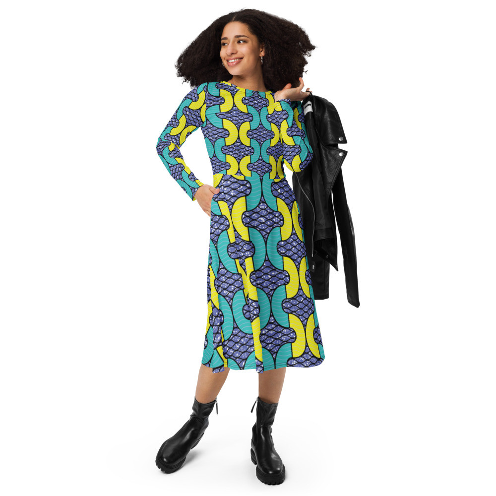 Snakes Inspired long sleeve midi dress