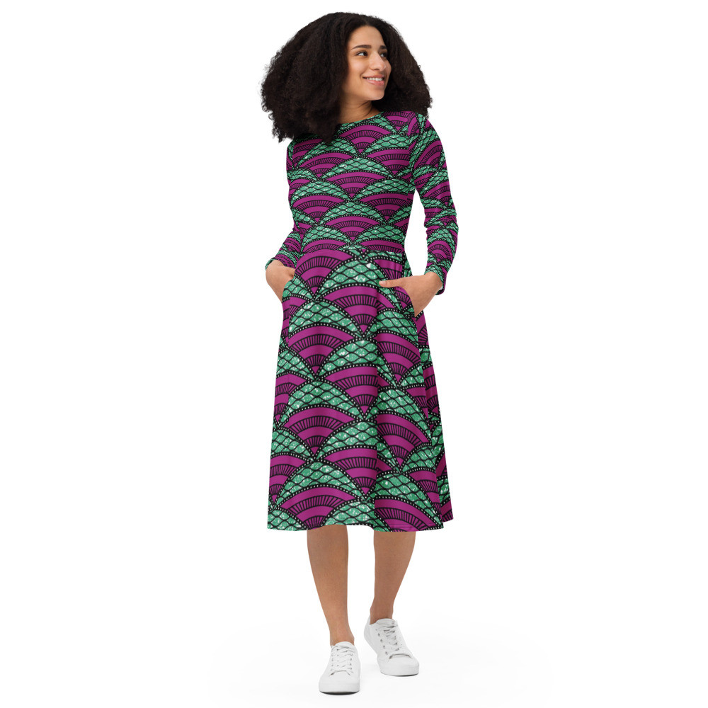 Parachutes long sleeve midi dress