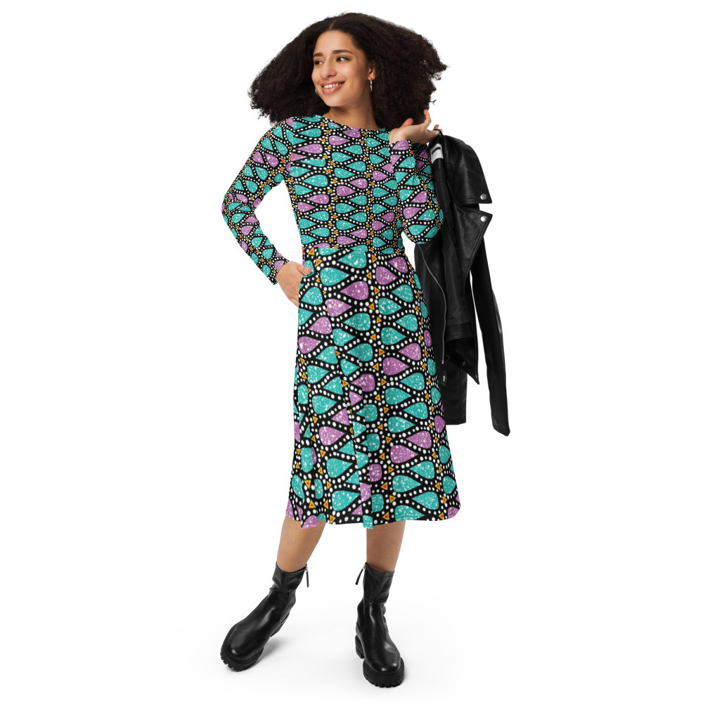 Icy Drops long sleeve midi dress