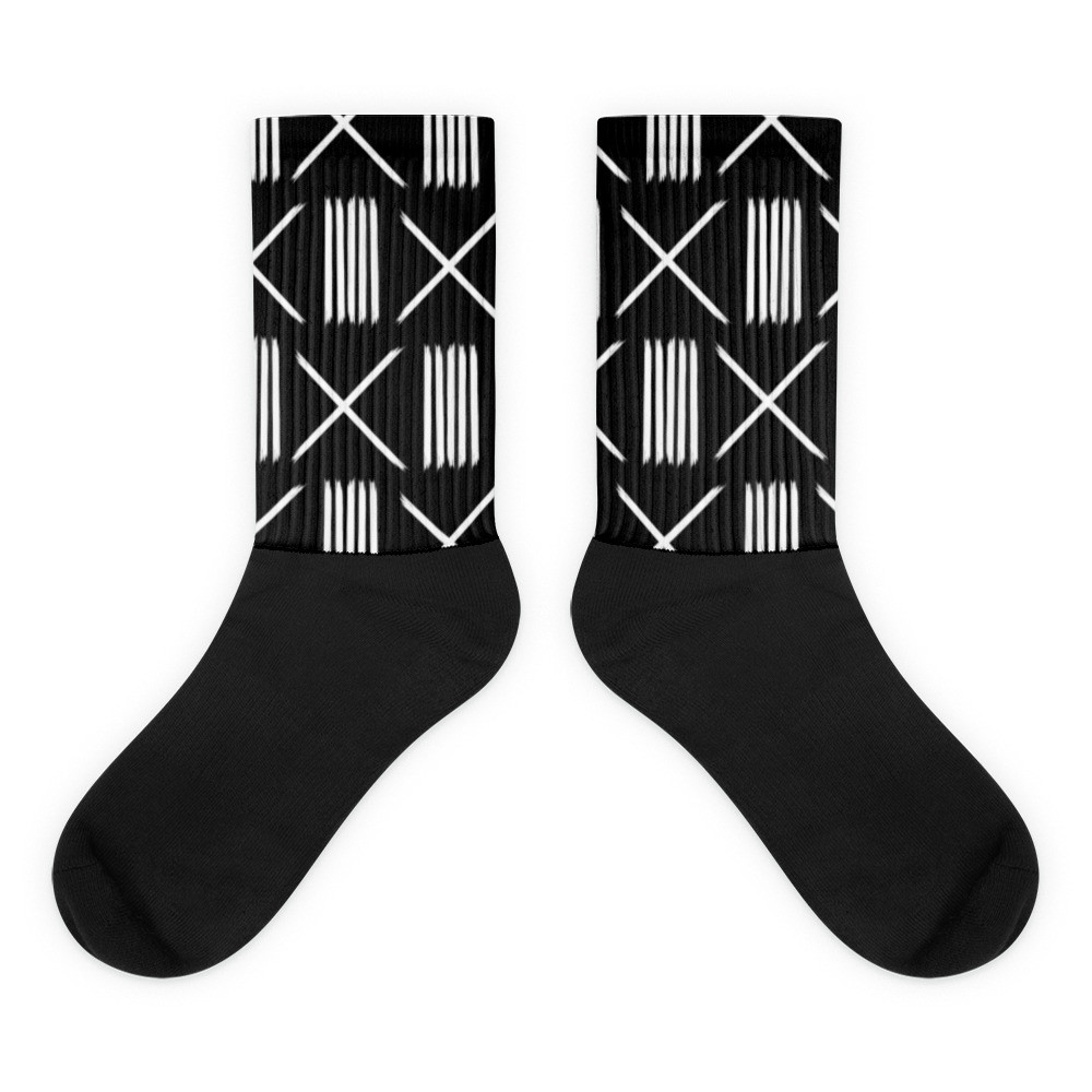 Black Mud Cloth Inspired III Socks