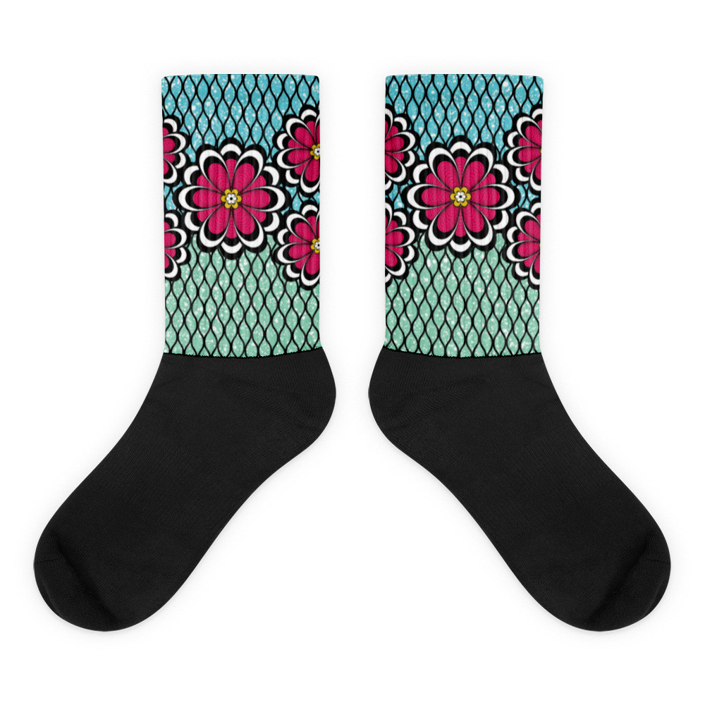 Pink Flowers Socks